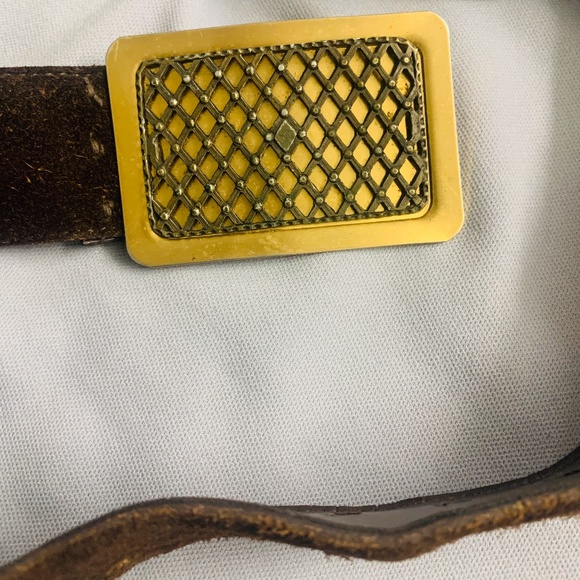 Vintage Brown Suede Belt with Gold Buckle - Picture 4 of 5